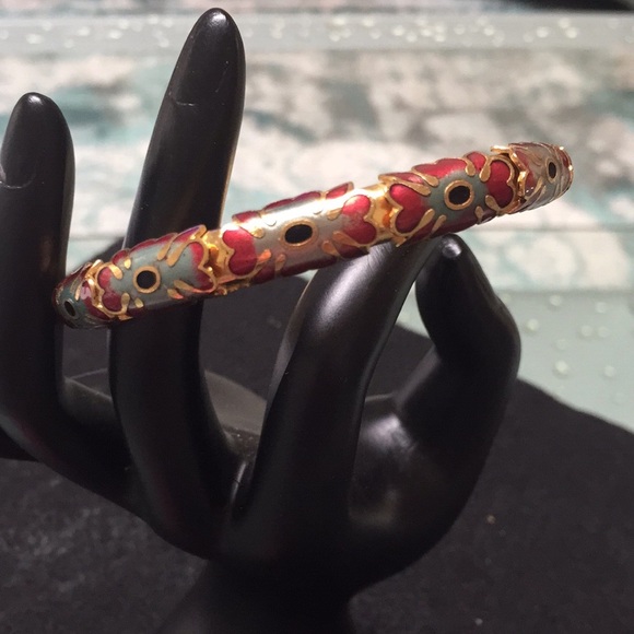 Beautiful enamel on gold bangle - Picture 1 of 3